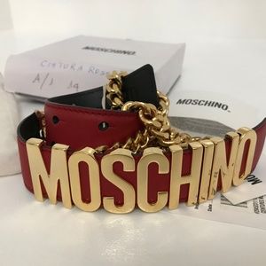 Mochino Lettering chain belt